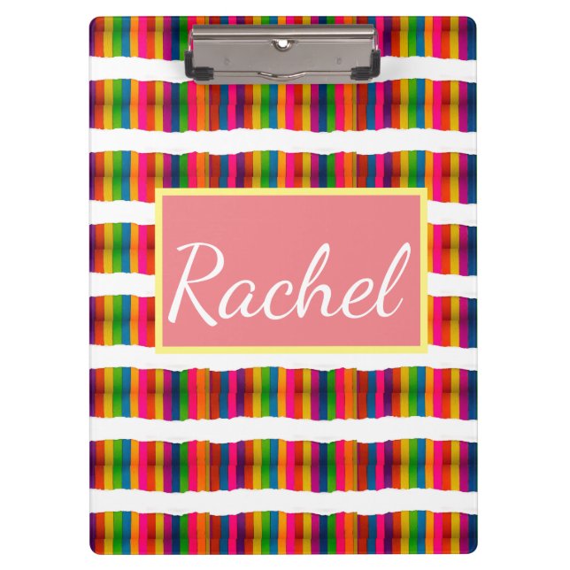 Rainbow pride month back to school add name text clipboard (Front)