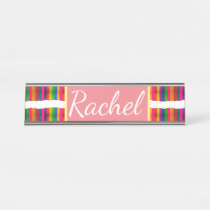 Rainbow pride month back to school add name text desk name plate