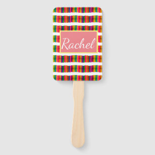 Rainbow pride month back to school add name text hand fan
