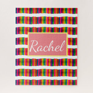 Rainbow pride month back to school add name text jigsaw puzzle