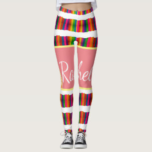 Rainbow pride month back to school add name text leggings
