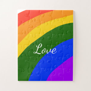 Rainbow pride month love add name text art jigsaw puzzle