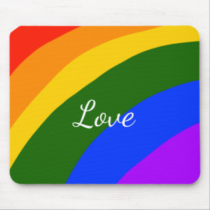 Rainbow pride month love add name text art mouse pad