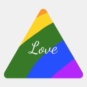 Rainbow pride month love add name text art triangle sticker