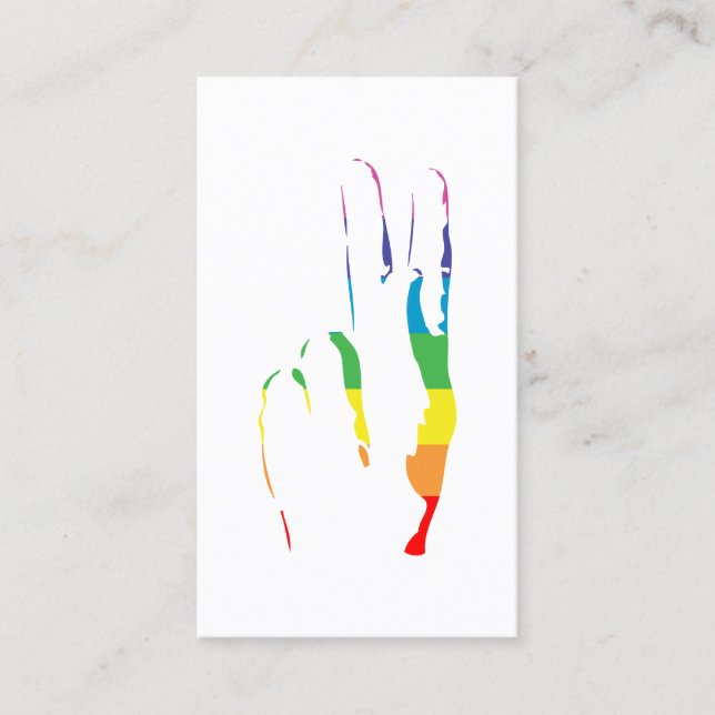 rainbow pride peace sign business card (Front)