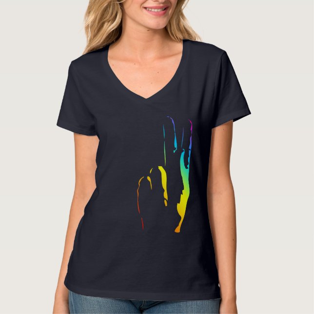 rainbow pride peace sign T-Shirt (Front)