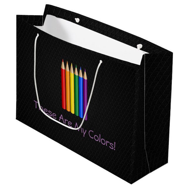 Rainbow pride pencils  large gift bag (Front Angled)