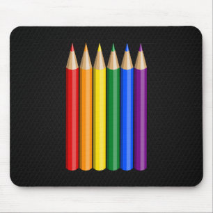 Rainbow pride pencils mouse pad