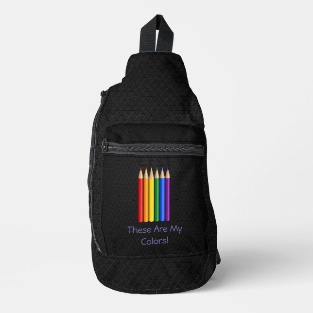Rainbow pride pencils  sling bag (Front)