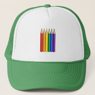 Rainbow pride pencils trucker hat