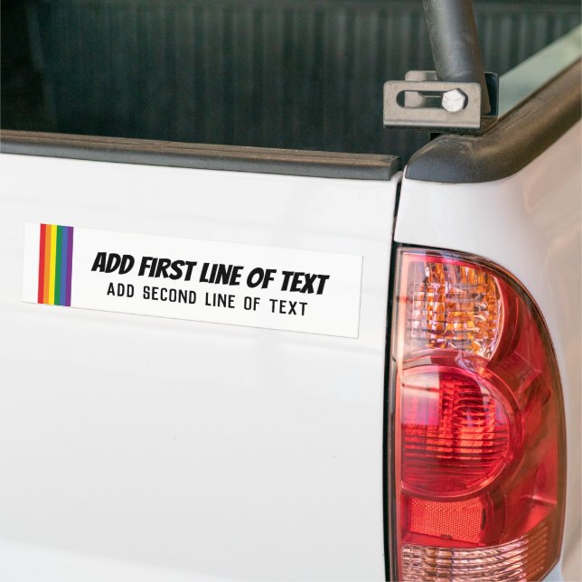 Rainbow Pride Personalised 2 Line Text Template Bumper Sticker (On Truck)