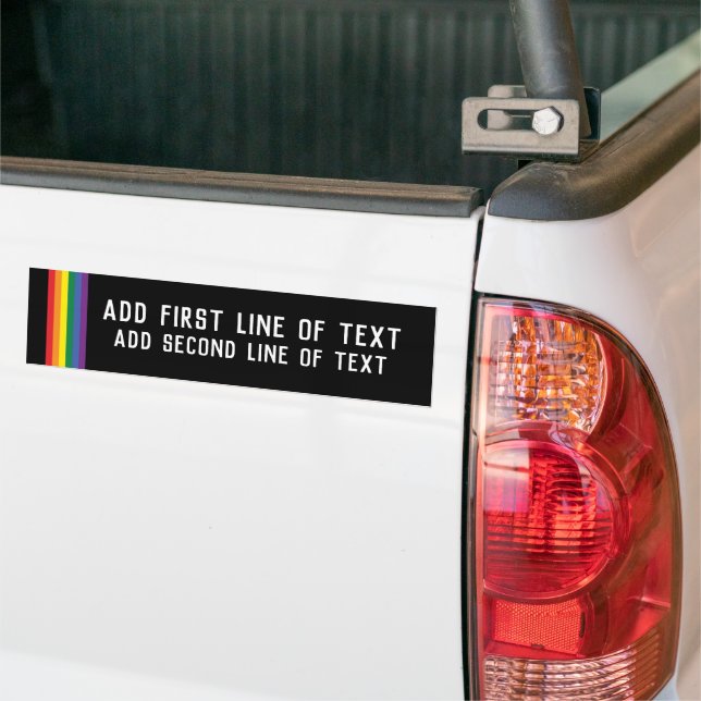 Rainbow Pride Personalised 2 Line Text Template Bumper Sticker (On Truck)