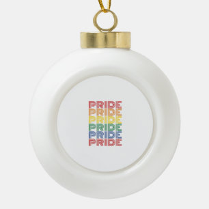 Rainbow Pride Retro Typography Vector Design_1 Ceramic Ball Christmas Ornament