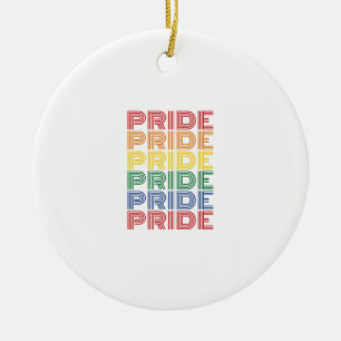 Rainbow Pride Retro Typography Vector Design_1 Ceramic Tree Decoration