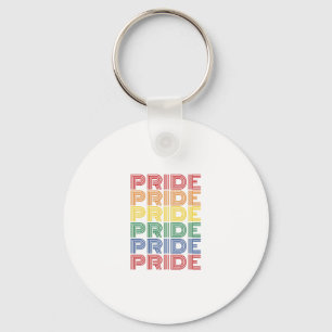 Rainbow Pride Retro Typography Vector Design_1 Key Ring