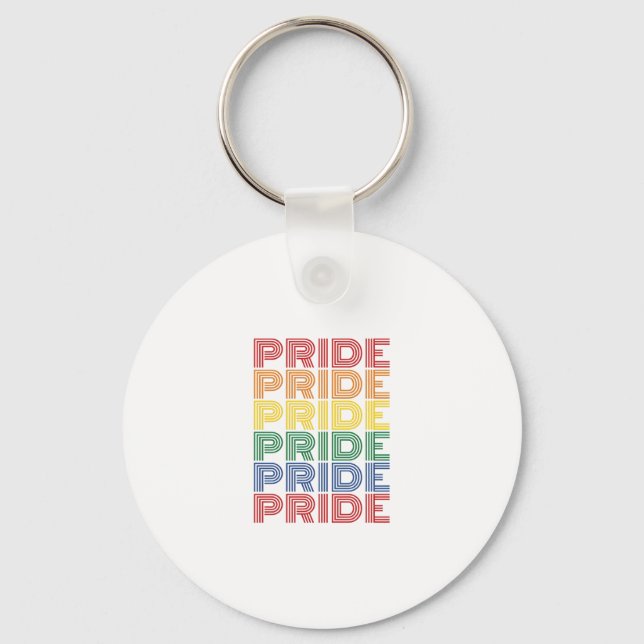 Rainbow Pride Retro Typography Vector Design_1 Key Ring (Front)