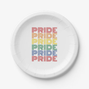 Rainbow Pride Retro Typography Vector Design_1 Paper Plate