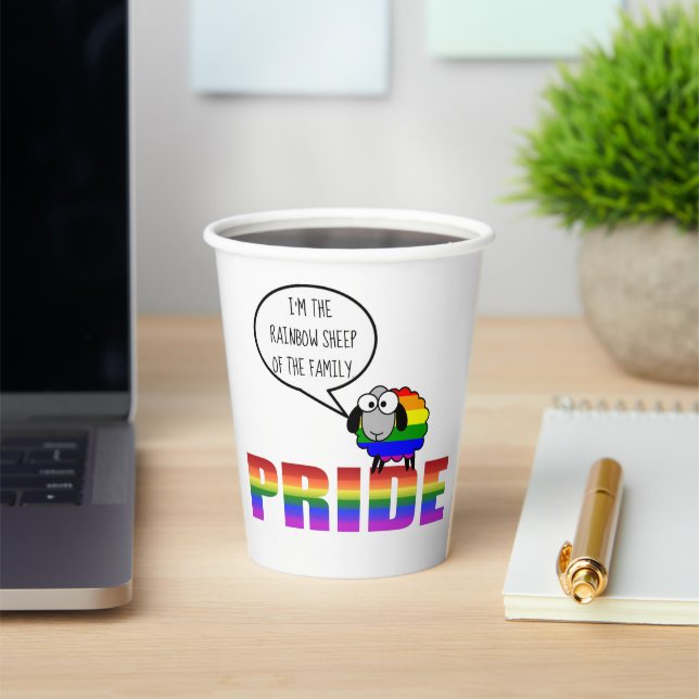 Rainbow Pride Sheep 8oz Paper Cup (Insitu)