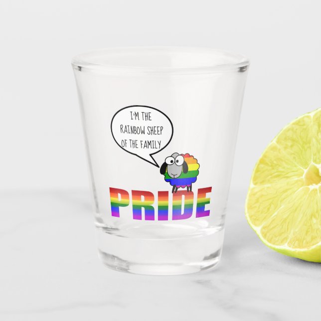 Rainbow Pride Sheep Shot Glass (Front)