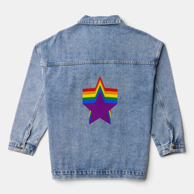 Rainbow pride stars  denim jacket (Back)