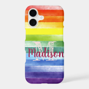 Rainbow Pride Stripes Colourful Fun Initial Name