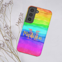 Rainbow Pride Stripes Colourful Fun Initial Name