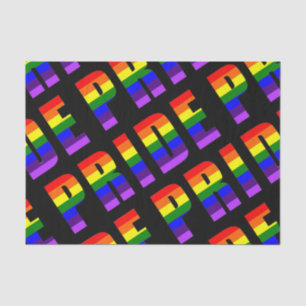 Rainbow Pride Text Art on Custom Black Colour Tissue Paper