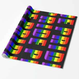 Rainbow Pride Text Art on Custom Black Colour Wrapping Paper