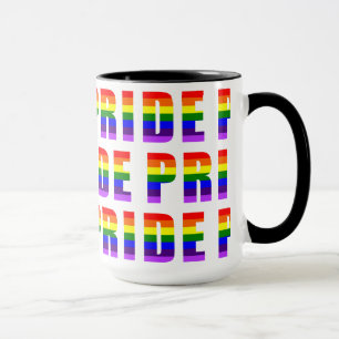 Rainbow Pride Text Art on Custom Colour Mug