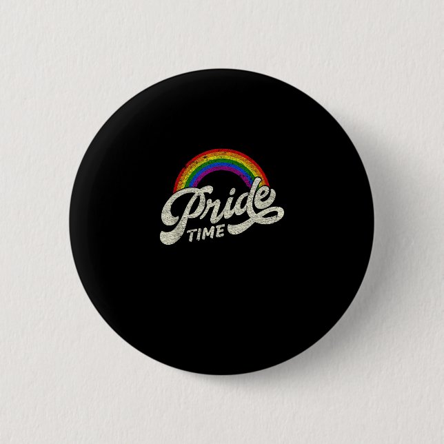 Rainbow, Pride Time, LGBT Tank Top 6 Cm Round Badge (Front)