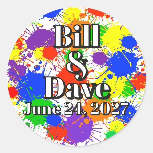 Rainbow Pride Wedding Invitation Envelope Stickers (Front)