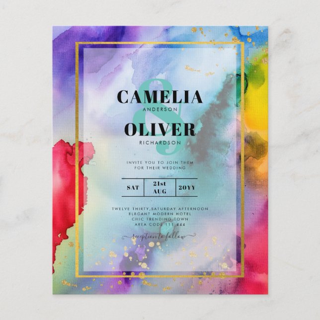 RAINBOW PRIDE WEDDING INVITATION Ink LeahG (Front)