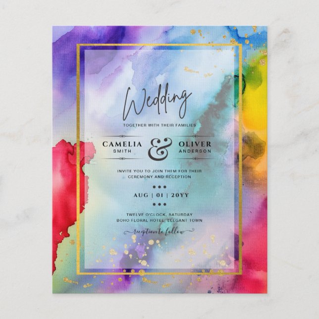 RAINBOW PRIDE WEDDING INVITATION Ink LeahG (Front)