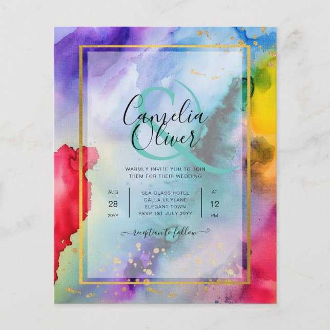 RAINBOW PRIDE WEDDING INVITATION Ink LeahG Flyer (Front)