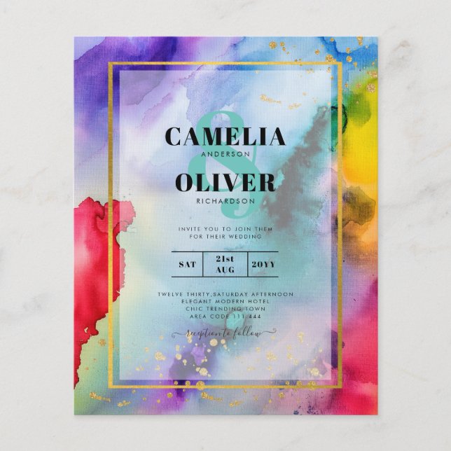 RAINBOW PRIDE WEDDING INVITATION Ink LeahG Flyer (Front)