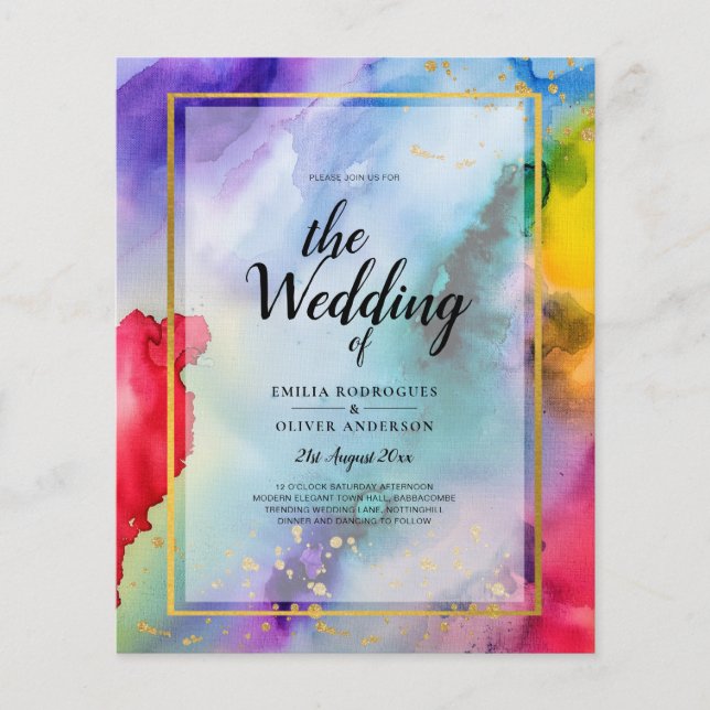RAINBOW PRIDE WEDDING INVITATION Ink LeahG Flyer (Front)