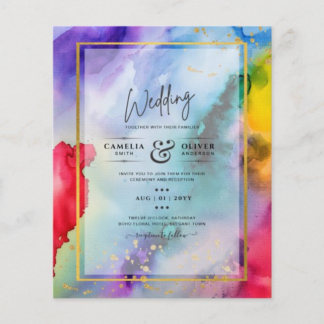 RAINBOW PRIDE WEDDING INVITATION Ink LeahG Flyer (Front)