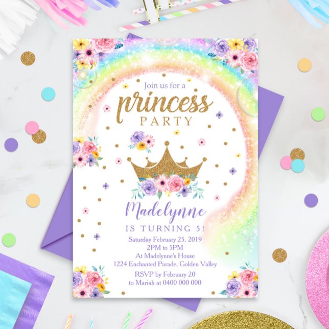 Rainbow Princess Birthday Invitation (Creator Uploaded)