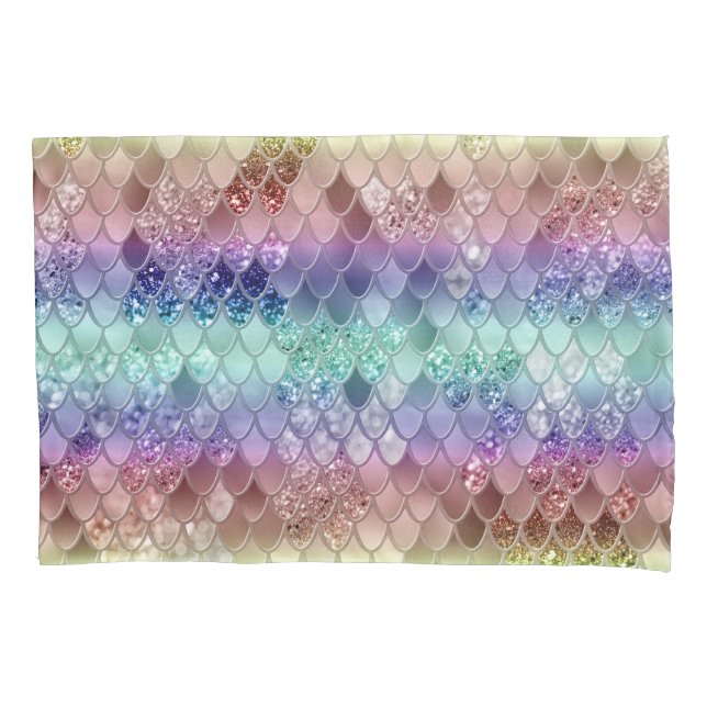 Rainbow Princess Mermaid Scales #3  Pillowcase (Front)