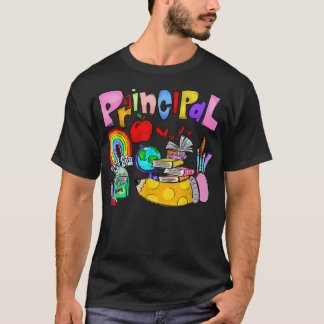 Rainbow Principal Funny School Principal Last Day  T-Shirt