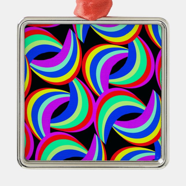 Rainbow Print Metal Tree Decoration (Front)