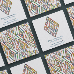 Rainbow prism creative geometric white square business card