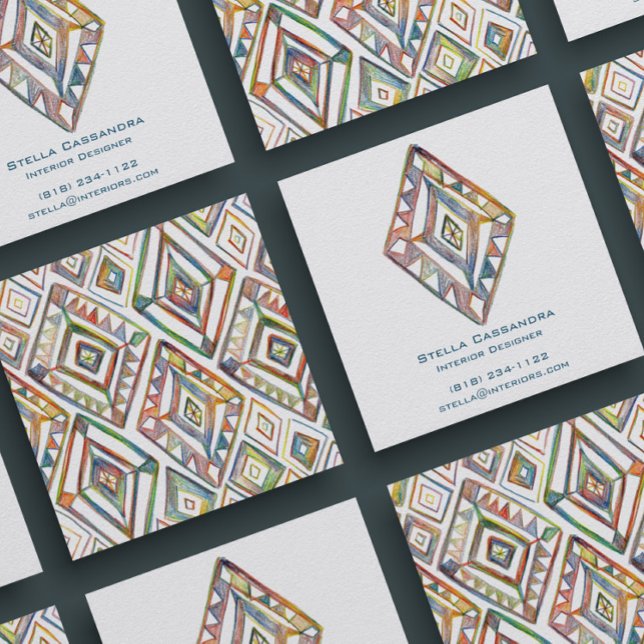 Rainbow prism creative geometric white square business card (Creator Uploaded)
