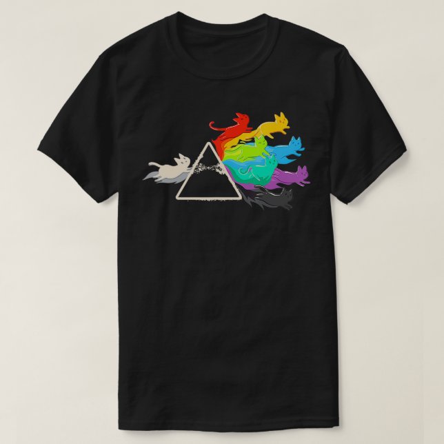 Rainbow Prism Scientific Cat Funny  T-Shirt (Design Front)