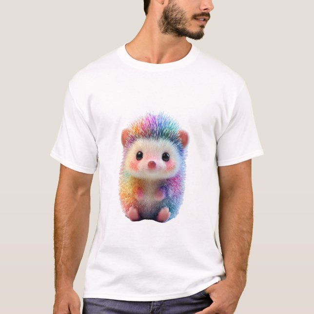 Rainbow Prismatic Sparkle Hedgehog Men T-Shirt (Front)