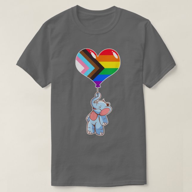Rainbow Progress Elephant  seual Identity  Nonbina T-Shirt (Design Front)