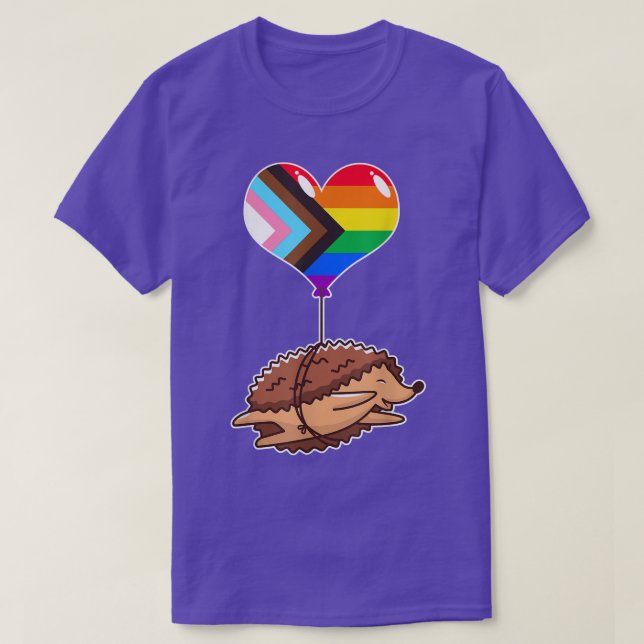 Rainbow Progress Hedgehog  seual Identity  Nonbina T-Shirt (Design Front)