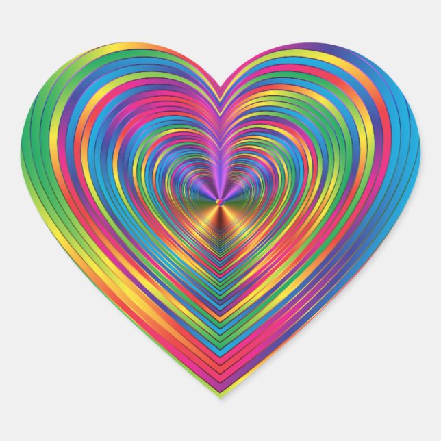 Rainbow Psychedelic Create Your Own Blank Template Heart Sticker (Front)