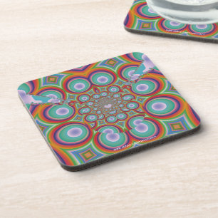 Rainbow Psychedelic Optical Abstract Art Coaster