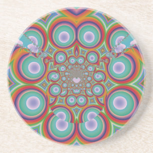 Rainbow Psychedelic Optical Abstract Art Coaster